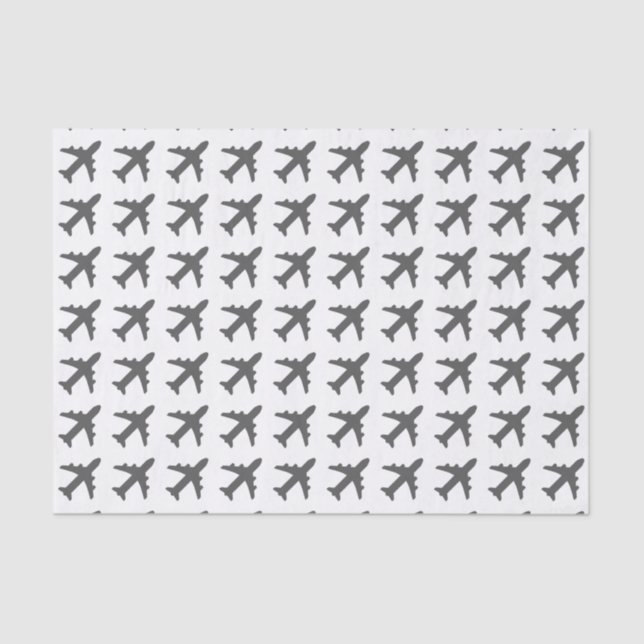 Grey Airplanes Tissue Paper (Front)