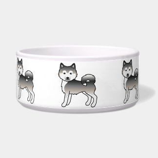 Grey Alaskan Malamute Cute Cartoon Dog Bowl