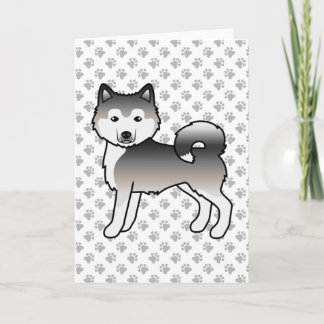 Grey Alaskan Malamute Cute Cartoon Dog Card