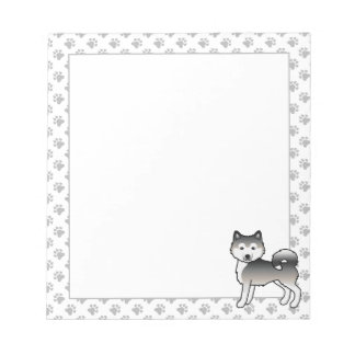 Grey Alaskan Malamute Cute Cartoon Dog Notepad