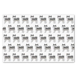 Grey Alaskan Malamute Cute Cartoon Dog Pattern Tissue Paper