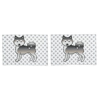 Grey Alaskan Malamute Cute Cartoon Dog Pillow Case
