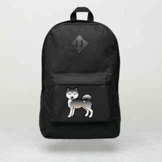 Grey Alaskan Malamute Cute Cartoon Dog Port Authority® Backpack