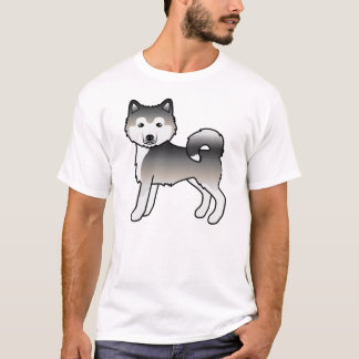 Grey Alaskan Malamute Cute Cartoon Dog T-Shirt