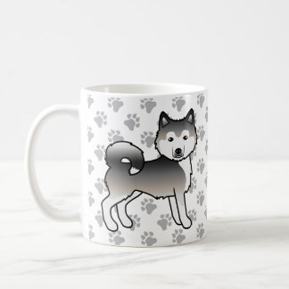 Grey Alaskan Malamute Cute Dog &amp; Paws Coffee Mug