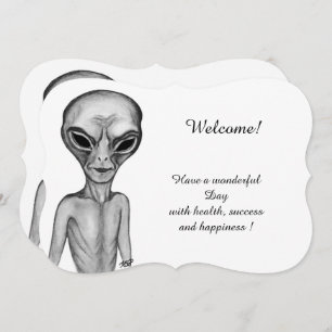 Grey Alien , Add Your Text Invitation