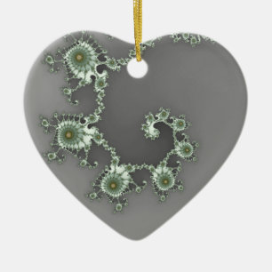 Grey Alien Christmas Fractal Ceramic Ornament