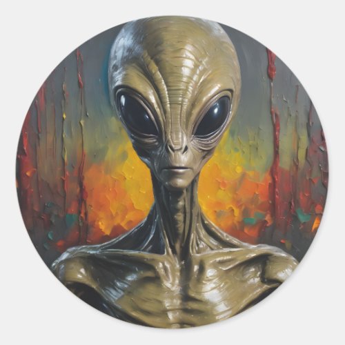 Grey Alien Classic Round Sticker