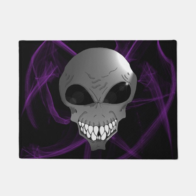 Grey alien Door Mat (Front)