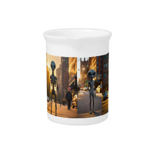 Grey Alien Drinkware Pitcher - 3D Printed, Spooky