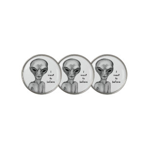 Grey Alien , I want to believe Golf Ball Marker