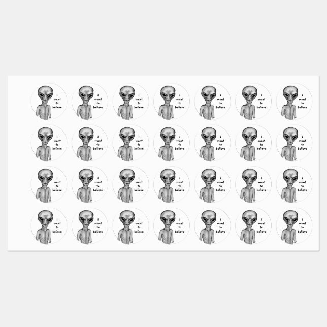 Grey Alien , I want to believe Labels (Sheet)