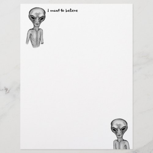 Grey Alien  I want to believe Letterhead