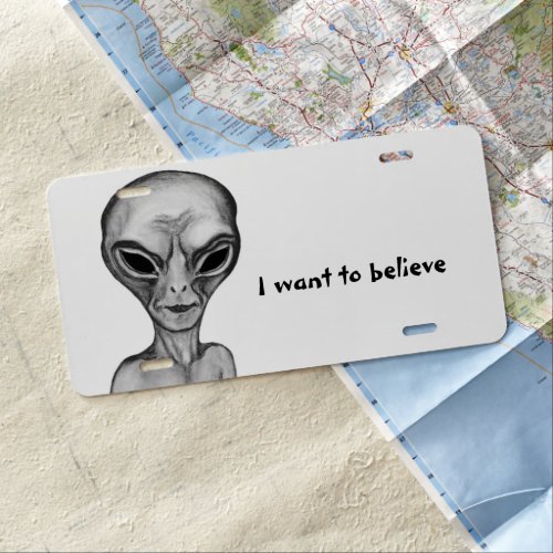 Grey Alien  I want to believe License Plate