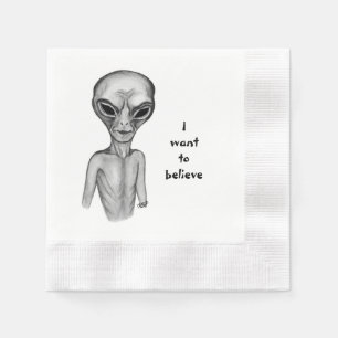 Grey Alien , I want to believe Napkins