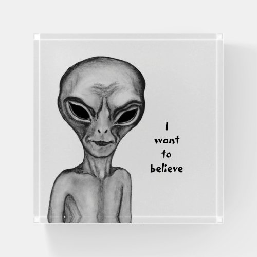 Grey Alien  I want to believe  Paperweight