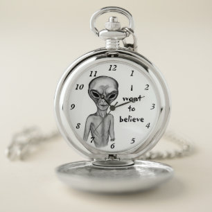 Grey Alien , I want to believe Pocket Watch