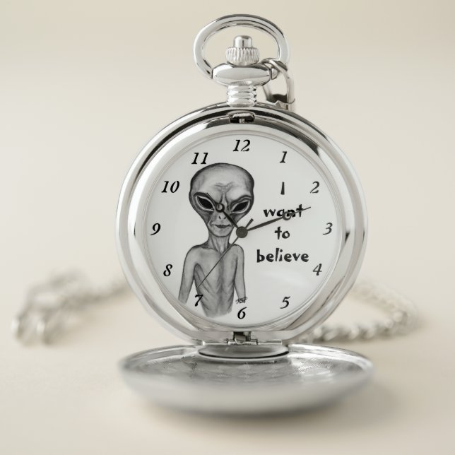 Grey Alien , I want to believe Pocket Watch (Inside)