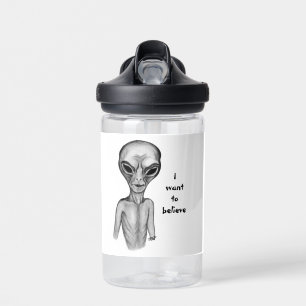 Grey Alien , I want to believe Water Bottle