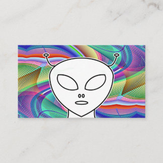 Grey Alien Line Drawing Business Card
