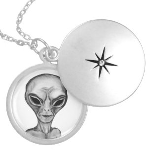Grey Alien Locket Necklace