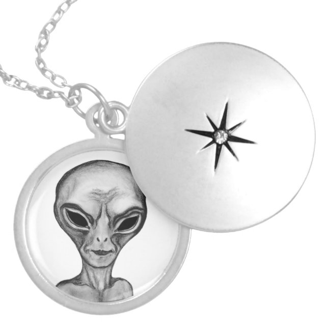 Grey Alien Locket Necklace (Front)