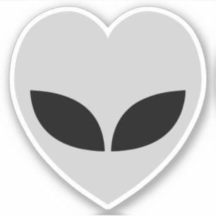 Grey Alien Love Heart Sticker
