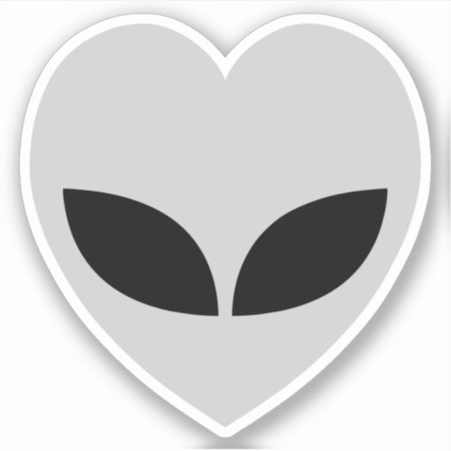 Grey Alien Love Heart Sticker