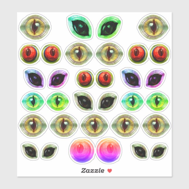 Grey Alien Martian Lizard Dragon Monster Eyes Sticker (Sheet)