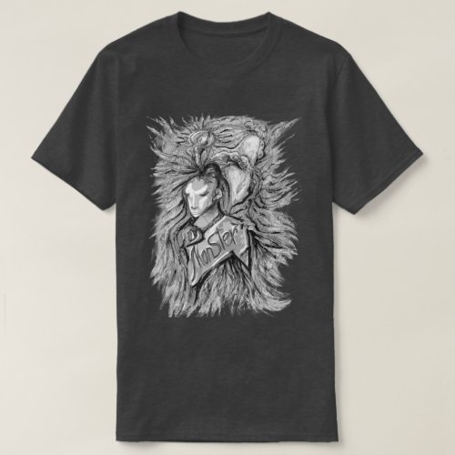 Grey Alien Monster Art Pen Drawing T_Shirt