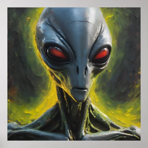 Grey Alien Paint Poster