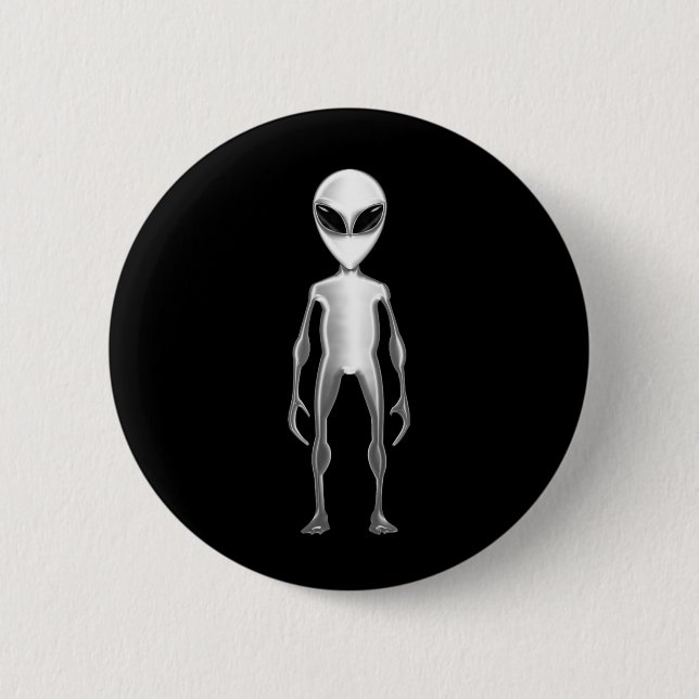 Grey Alien Pinback Button (Front)