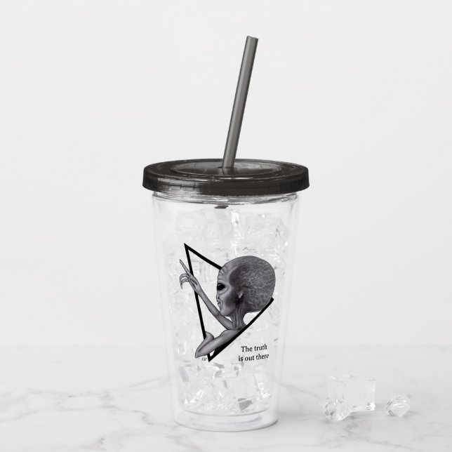 Grey Alien, the truth is out there Acrylic Tumbler (Back Ice)