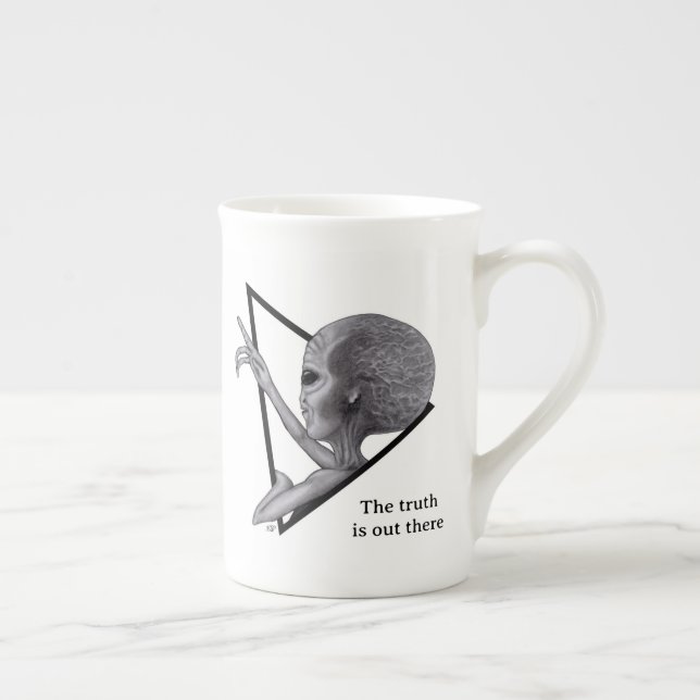 Grey Alien, the truth is out there Bone China Mug (Right)