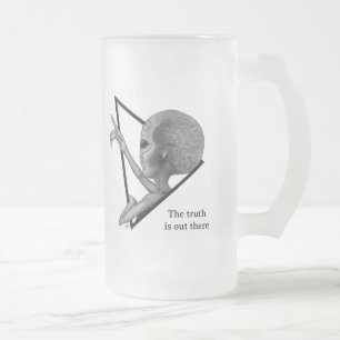 Grey Alien, the truth is out there Frosted Glass Beer Mug
