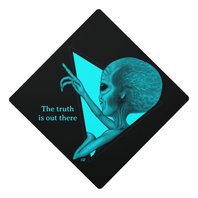 Grey Alien, the truth is out there Graduation Cap Topper (Front)