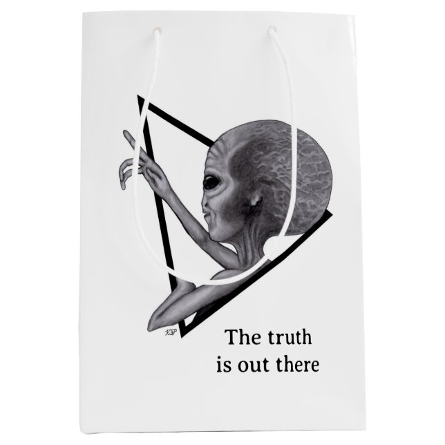Grey Alien, the truth is out there Medium Gift Bag (Front)