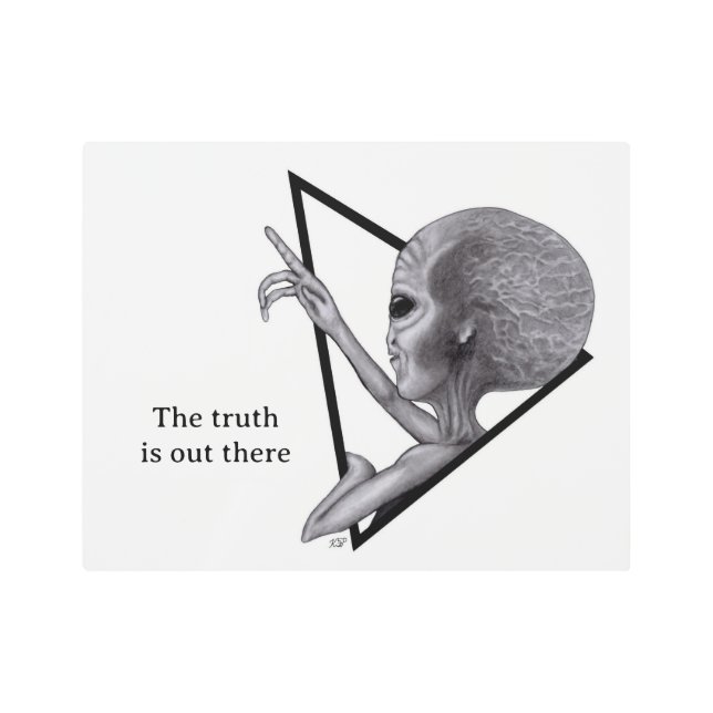 Grey Alien, the truth is out there Metal Print (Front)