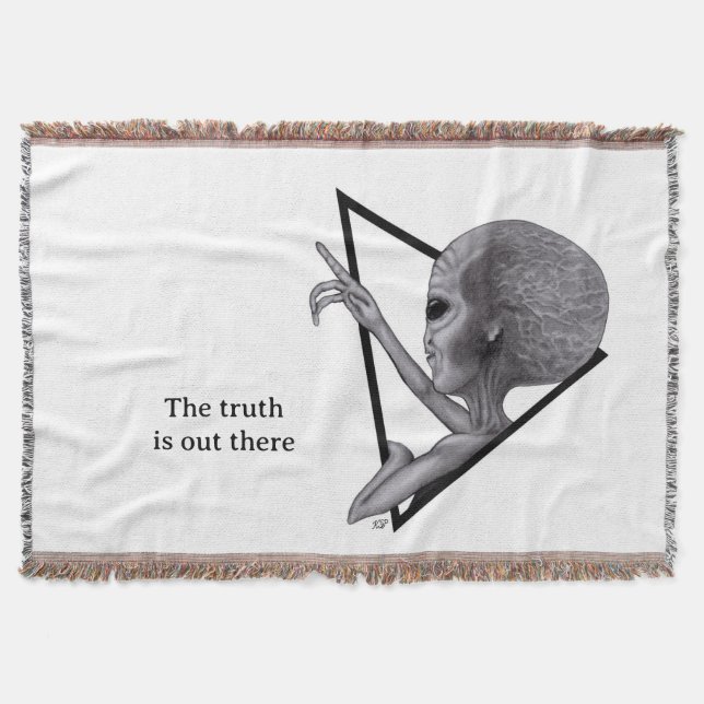 Grey Alien, the truth is out there Throw Blanket (Front)