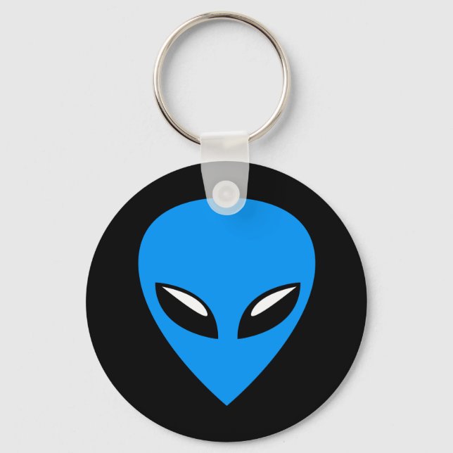 Grey Alien UFO Blue Keychain (Front)