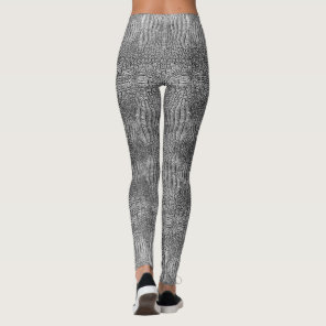 Grey Alligator Crocodile Reptile Leather Pattern Leggings