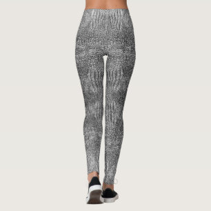 Grey Alligator Crocodile Reptile Leather Pattern Leggings
