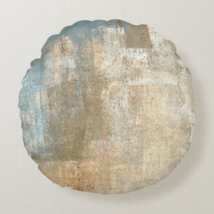 Grey and Beige Abstract Art Paintingabstract, art, Round Pillow