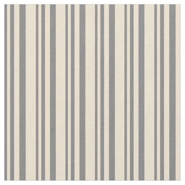 Grey and Beige Colored Lined Pattern Fabric (Close Up)