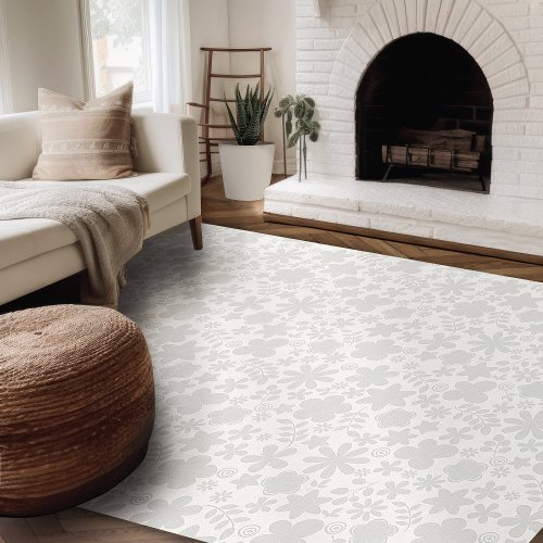 Grey And Beige Cream Colored Floral Couch Rug