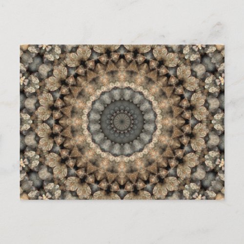 Grey and Beige Pebbles Mandala Kaleidoscope Postcard