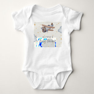 Grey And Beige Watercolor Baby Shower Bodysuit