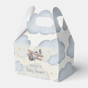 Grey And Beige Watercolor Baby Shower Favor Boxes