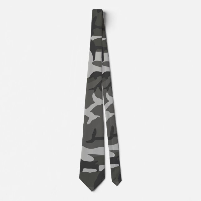 Grey And Black Camouflage  Neck Tie (Front)