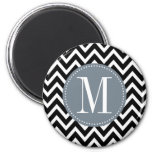 Grey And Black Chevron Custom Monogram Magnet at Zazzle